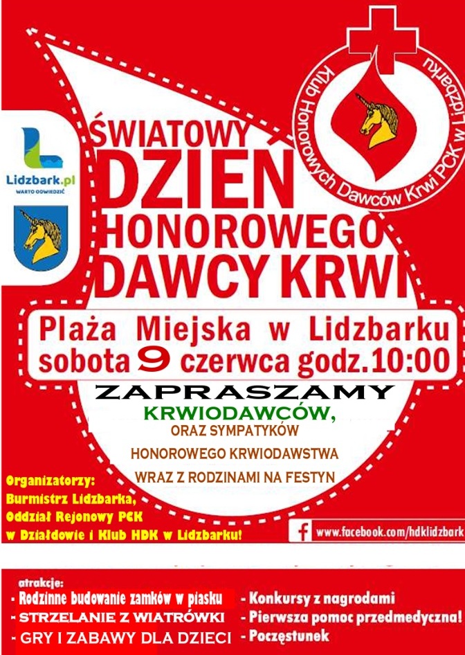 Zaproszenie na festyn z okazji Światowego Dnia HDK do Lidzbarka