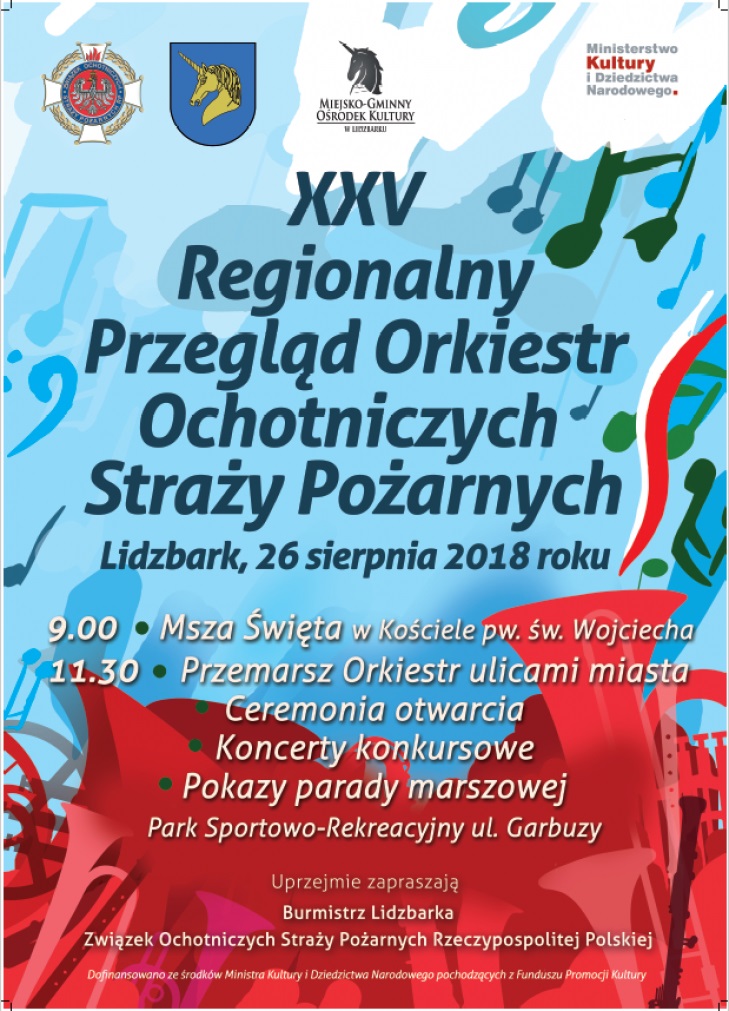 Zaproszenie na Regionalny Przegląd Orkiestr OSP do Lidzbarka