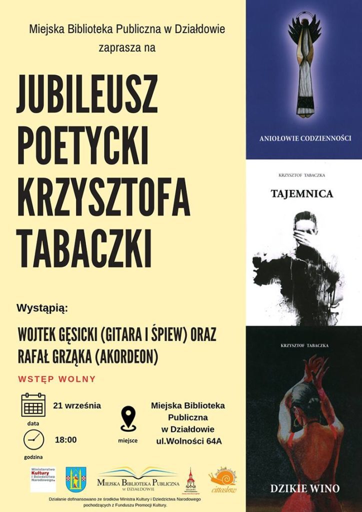 Zaproszenie na jubileusz poetycki Krzysztofa Tabaczki