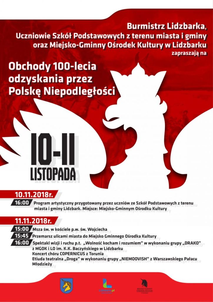 Zaproszenie na obchody 100-lecia niepodległości Polski do Lidzbarka
