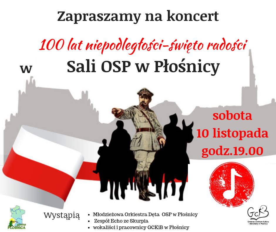 Zaproszenie na obchody 100-lecia niepodległości do Płośnicy
