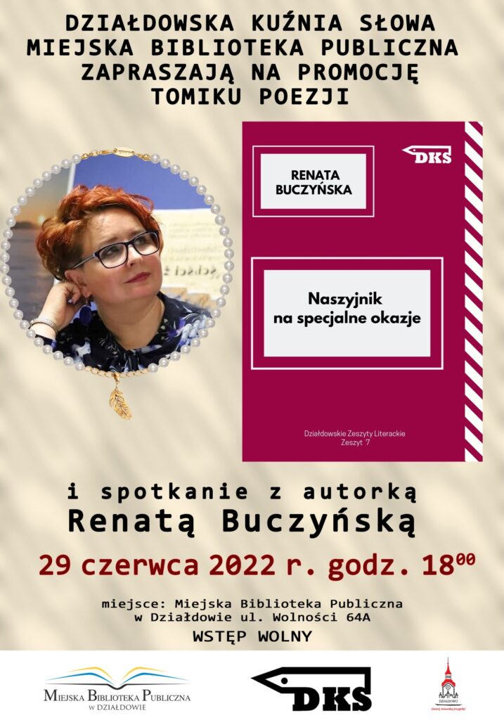 Zaproszenie na promocję tomiku poetyckiego Renaty Buczyńskiej