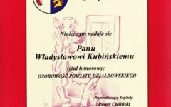 Wręczono statuetki i dyplomy honorowe Pawłowi Baraszkiewiczowi i Władysławowi Kubińskiemu