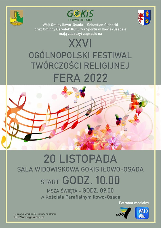 Zaproszenie do udziału w XXVI Ogólnopolskim Festiwalu twórczości religijnej FERA 2022