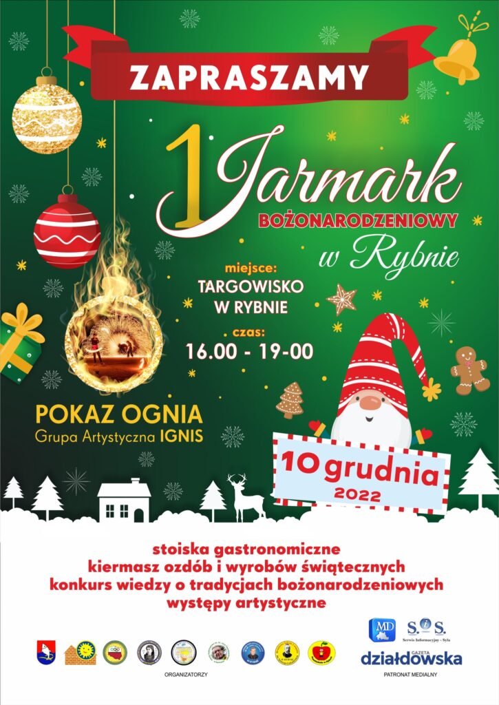 Zaproszenie na Jarmark Bożonarodzeniowy do Rybna