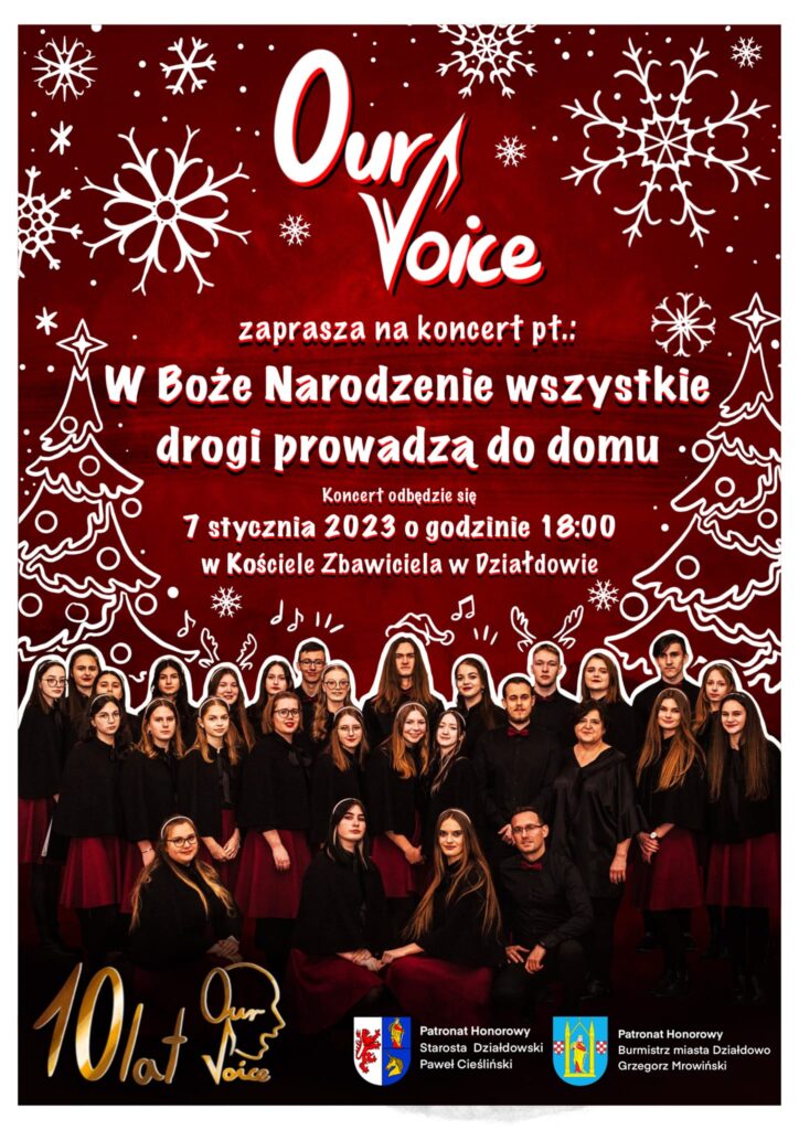 Zaproszenie na koncert Our Voice w działdowskim kościele pw. Zbawiciela