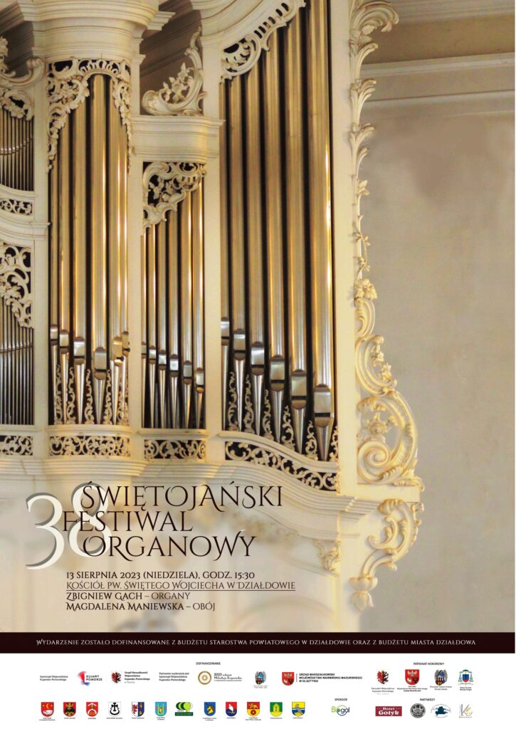 Zaproszenie na koncert organowy do kościoła pw. św. Wojciecha w Działdowie