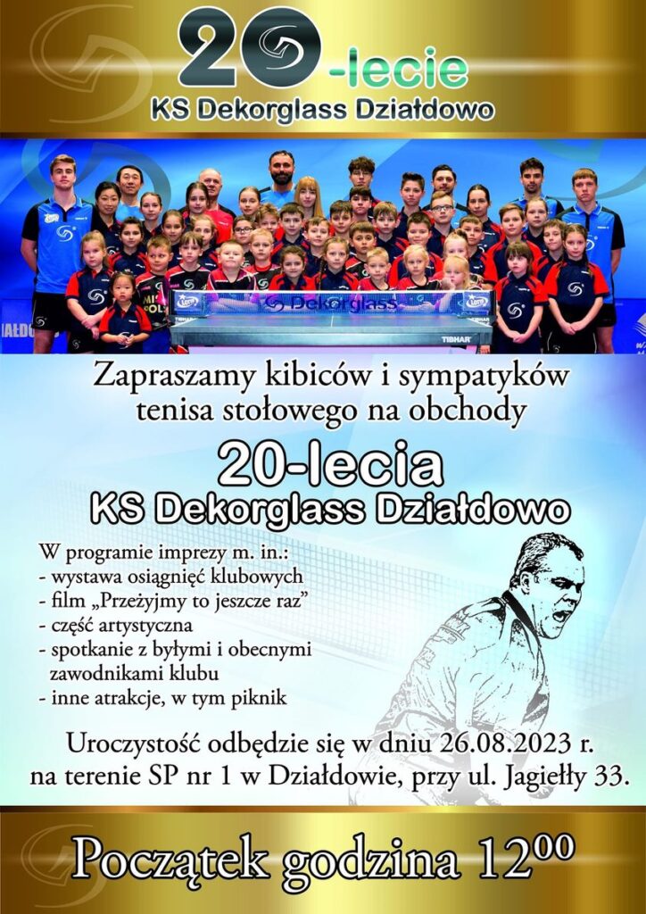 Zaproszenie na obchody 20-lecia KS Dekorglass Działdowo