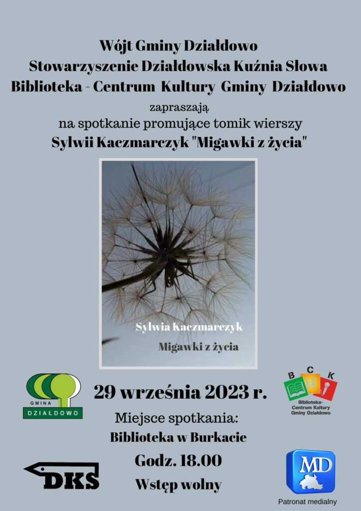 Zaproszenie na spotkanie promujące tomik poetycki Sylwii Kaczmarczyk