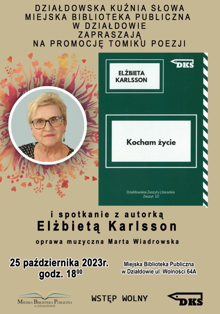 Zaproszenie na promocję zbioru wierszy Elżbiety Karlsson