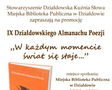 Zaproszenie na promocję IX Działdowskiego Almanachu Poezji do działdowskiej MBP