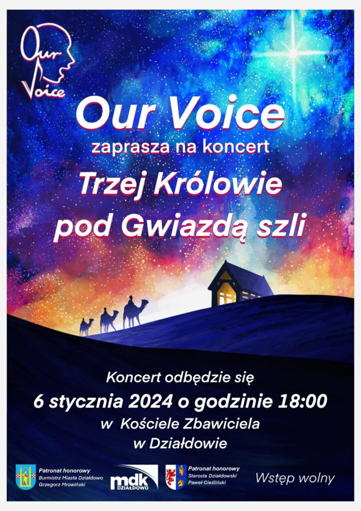 Zaproszenie na koncert „Trzej Królowie pod Gwiazdą szli” w kościele pw. Zbawiciela w Działdowie