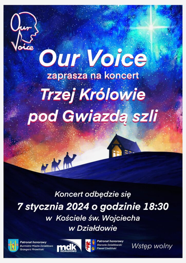 Zaproszenie na koncert „Trzej Królowie pod Gwiazdą szli” w kościele pw. św. Wojciecha w Działdowie