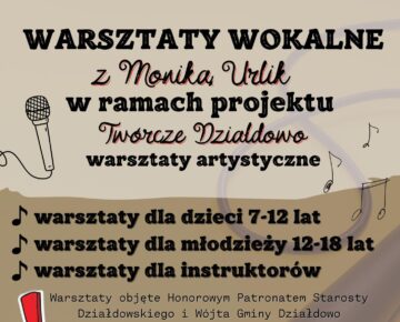 Zaproszenie do udziału w Warsztatach Wokalnych z Moniką Urlik