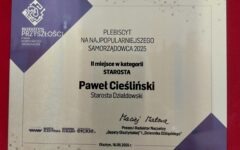 Wyróżnienie dla Starosty Działdowskiego i podziękowanie dla Powiatu Działdowskiego!