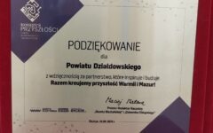 Wyróżnienie dla Starosty Działdowskiego i podziękowanie dla Powiatu Działdowskiego!