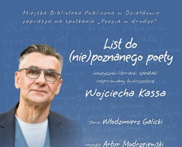 Zaproszenie na spektakl muzyczno-literacki do działdowskiej MBP