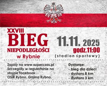 Zaproszenie na XXVIII Bieg Niepodległości do Rybna