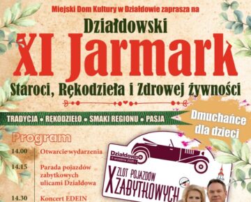 Zaproszenie na działdowski XI Jarmark Staroci, Rękodzieła i Zdrowej Żywności